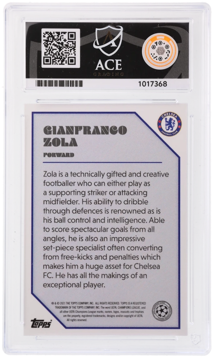 Topps Gianfranco Zola Autograph 09/49 Blue 2020/21 The Lost Rookies ACE 9