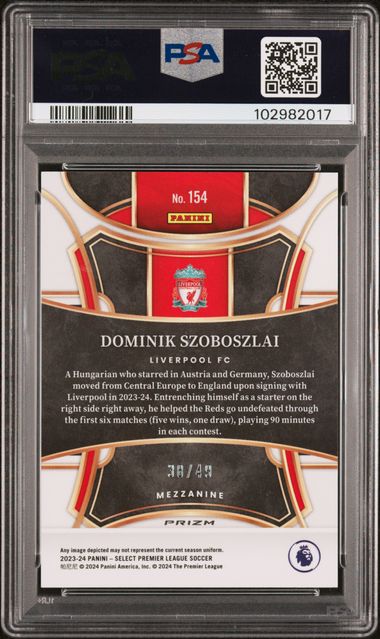 Panini Dominik Szoboszlai Tie-Dye Mezzanine Card /49 Panini Select Premier League 2023-24 #154 PSA10