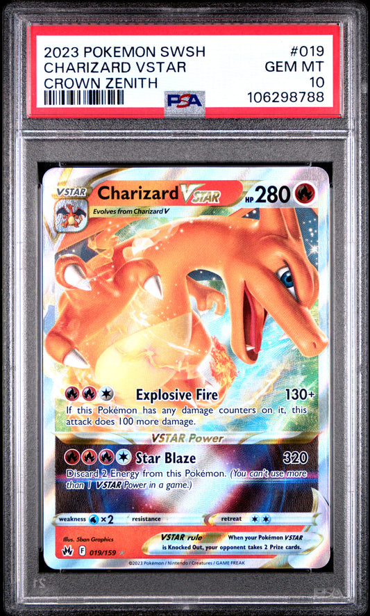 Pokemon Charizard Vstar 019/159 Pokemon Sword & Shield Crown Zenith 2023 PSA10
