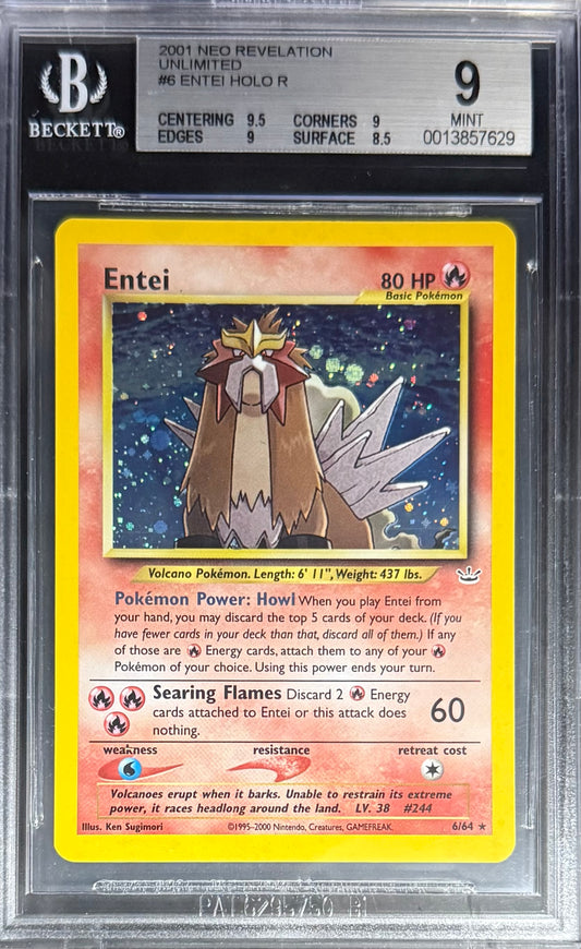 Pokemon Entei 6/64 Holo Pokemon Neo Revelation 2001 Beckett BGS 9