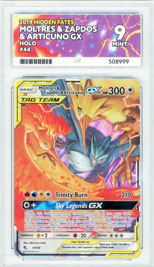 Pokemon Moltres & Zapdos & Articuno GX 44/68 Holo Pokemon Hidden Fates 2019 ACE9