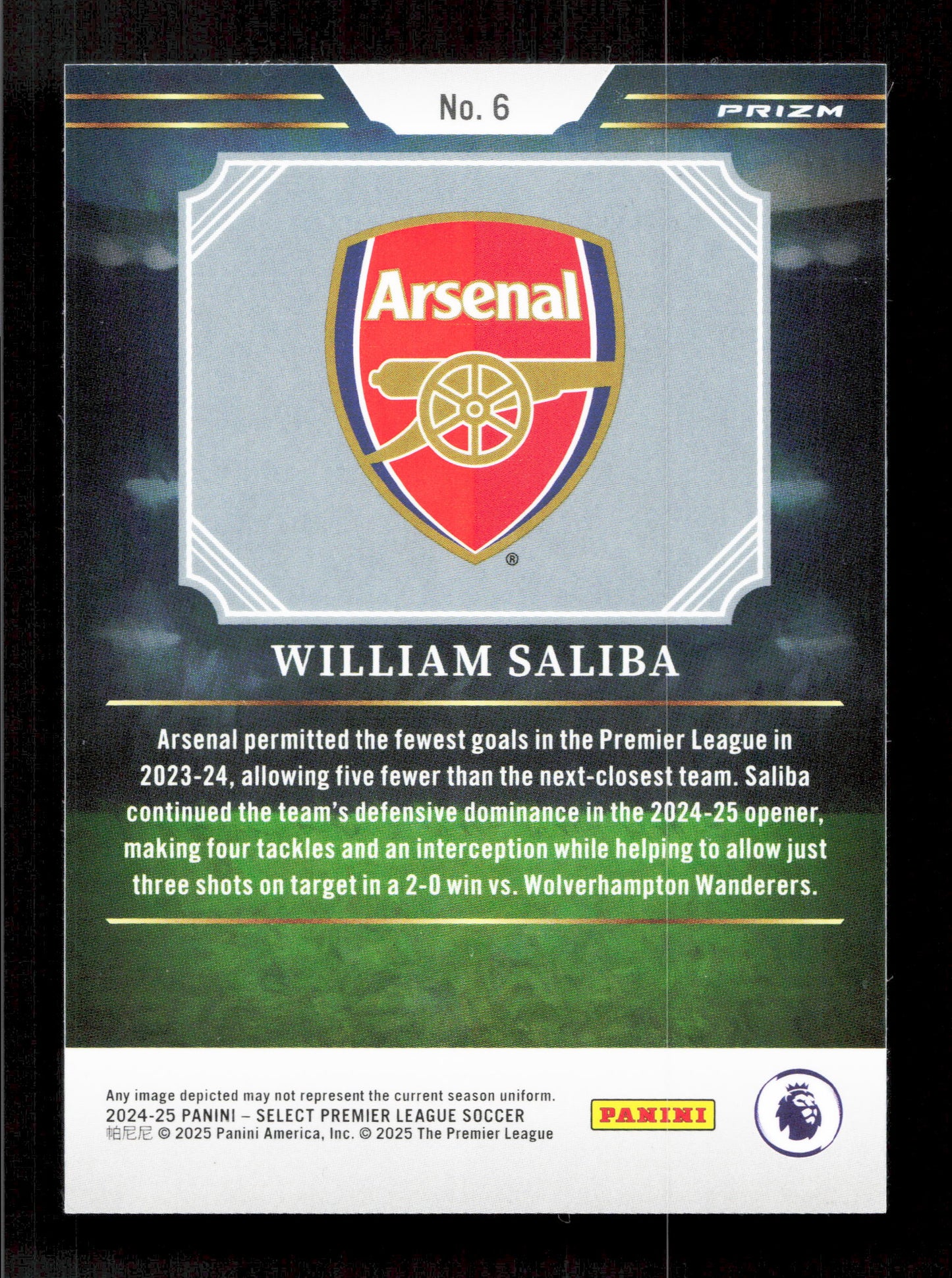 Panini William saliba Artistic Impressions Prizm Card Panini Select 2023-24 #6