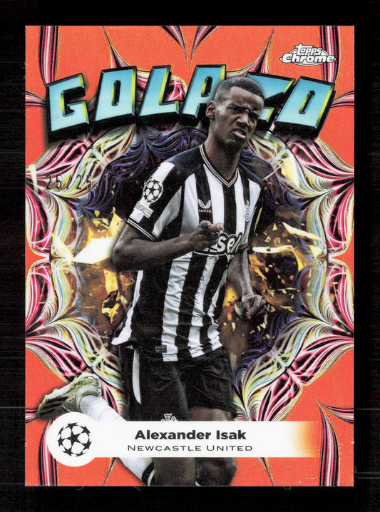 Topps Alexander Isak orange Golazo Card /25 Chrome UEFA Champions League 2024