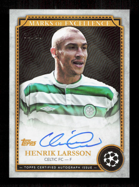 Topps Henrik Larsson Gold Marks Of Excellence On-Card Autograph Card /50 Finest UEFA Champions League 2024