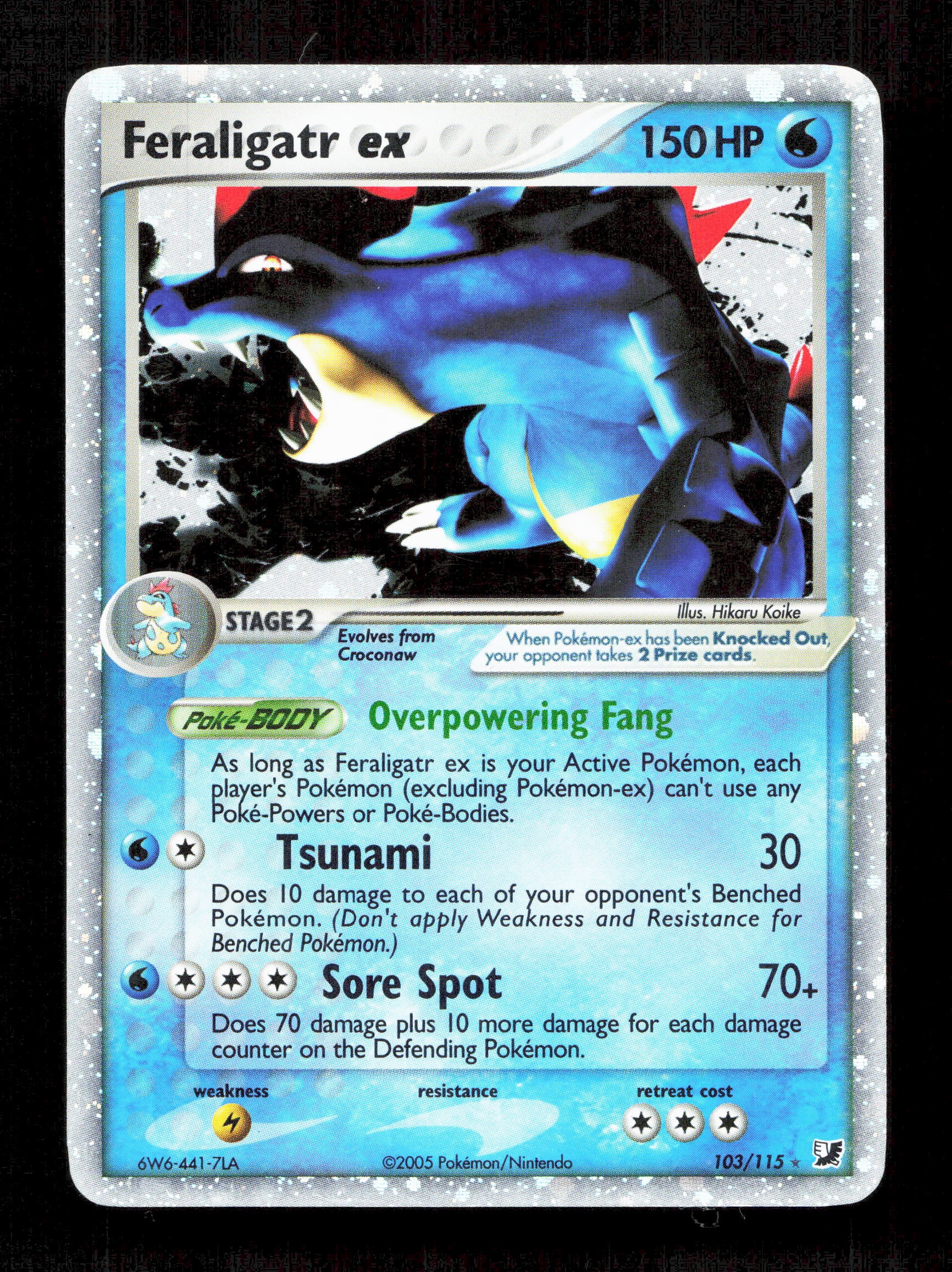 pokemon 2005 cards Pokemon Feraligatr EX 103/115 Holo Pokemon Unseen Forces 2005