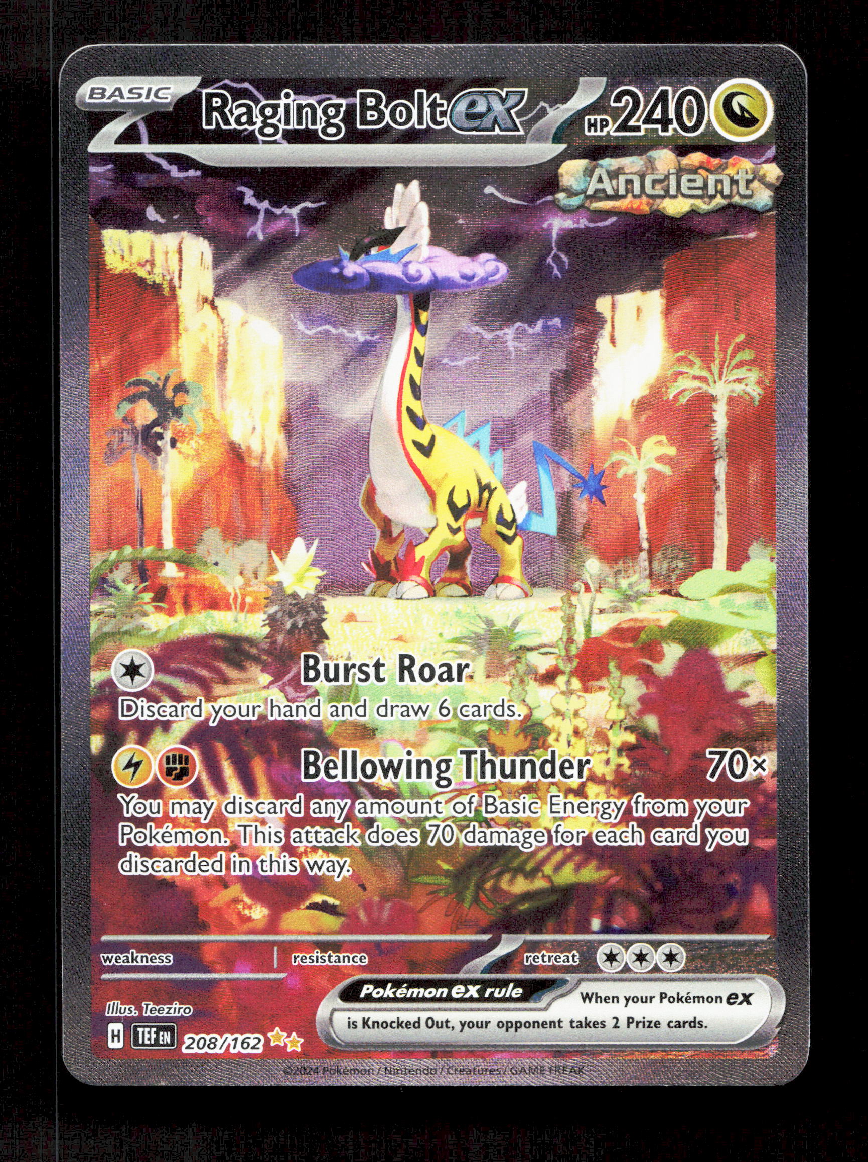 Pokemon Raging Bolt EX 208/162 Special Illustration Rare Pokemon Tempo