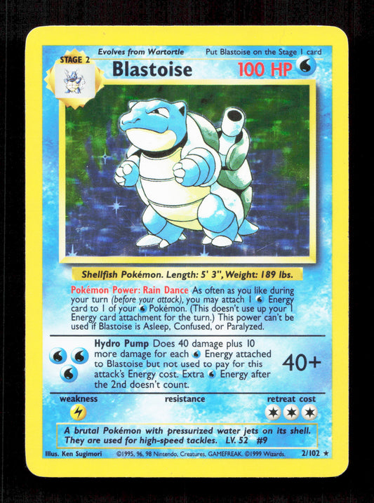 Pokemon Blastoise 2/102 Holo Rare Pokemon Base Set 1999