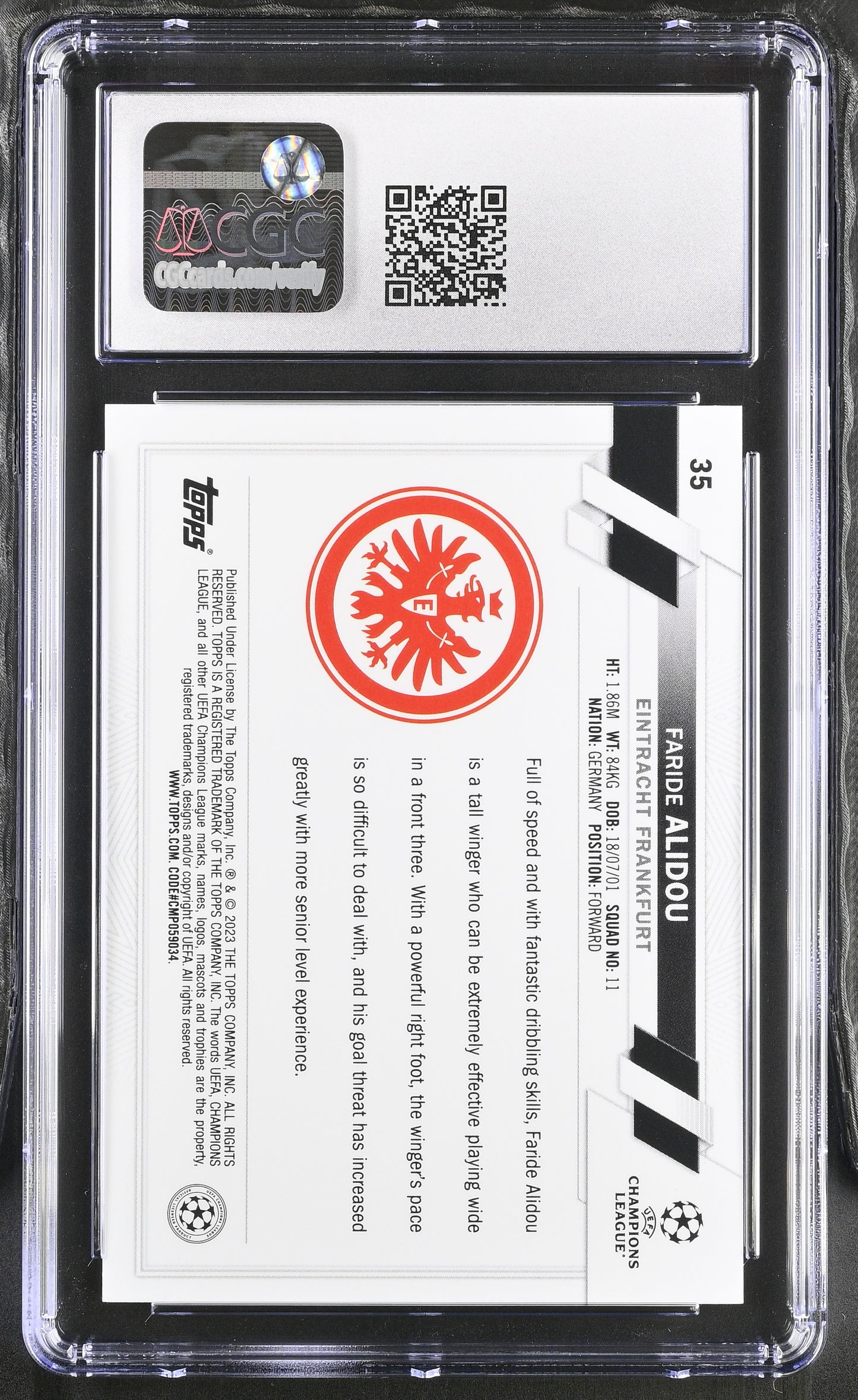 Topps Faride Alidou Base Card RC UEFA Club Competitions 2022-23 #35 CGC10