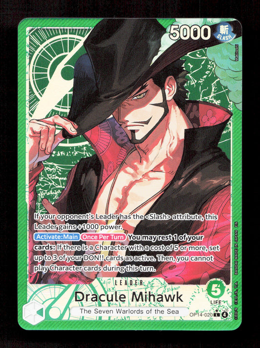 One Piece Dracule Mihawk OP14-020 Alt Art The Azure Seas Seven