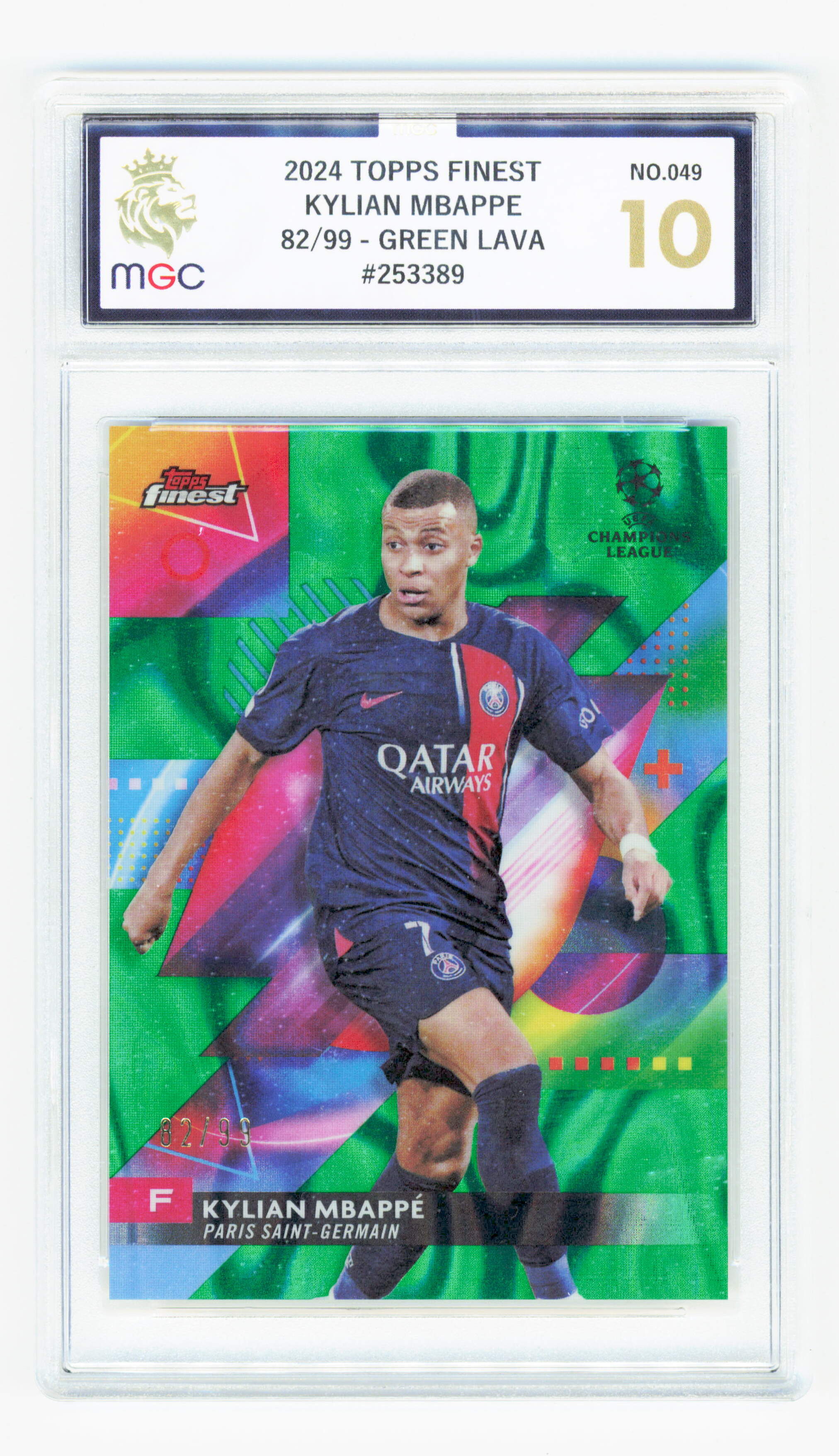 Topps Kylian Mbappe Green Lava Parallel Card /99 Finest UCC 2022-23 MG