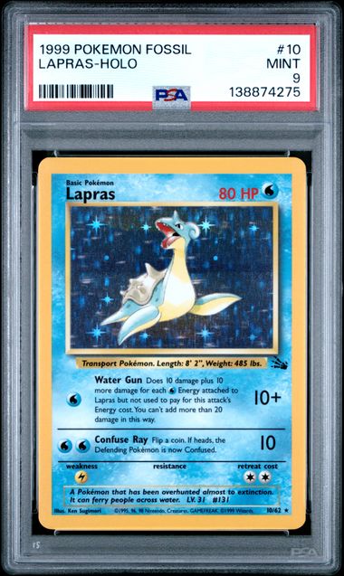Pokemon Lapras 10/62 Holo 1999 Pokemon Fossil PSA 9