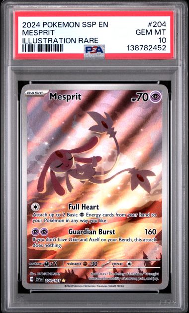 Pokemon Mesprit 204/191 Ilustration Rare 2024 Surging Sparks PSA 10