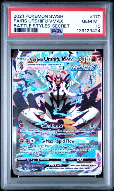 rapid strike urshifu vmax pokemon card value Pokemon Rapid Strike Urshifu VMAX 170/163 Full Art 2021 Battle Styles