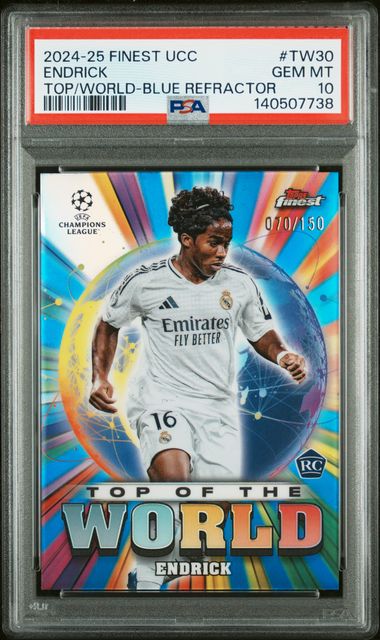 Topps Endrick 070/150 Top Of The World Blue Refractor RC 2024/25 Finest UCC PSA 10