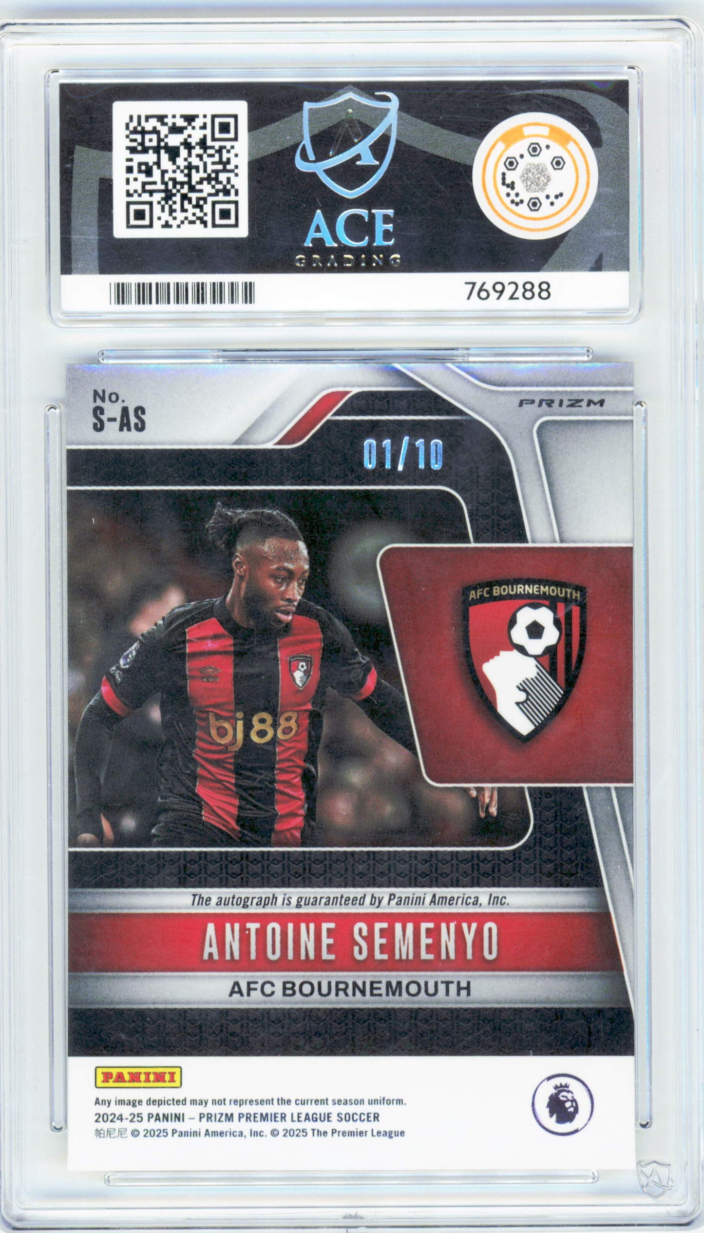 Panini Antoine Semenyo Gold Choice Autograph Card /10 Prizm Premier League Soccer 2024/25 ACE 8