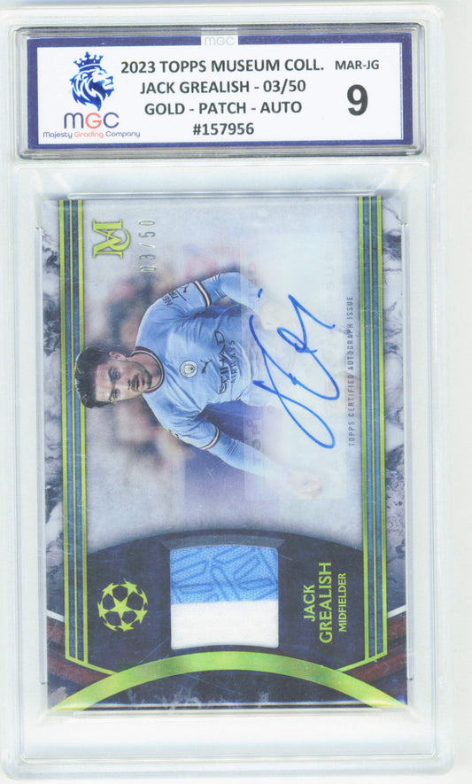 Topps Jack Grealish Gold Autograph Relic Card /50 Museum Collection UEFA Champions League 2023 MGC 9