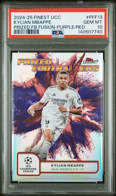 Topps Kylian Mbappe Prized Footballers Fusion Purple/Red 2024/25 Finest UCC PSA 10