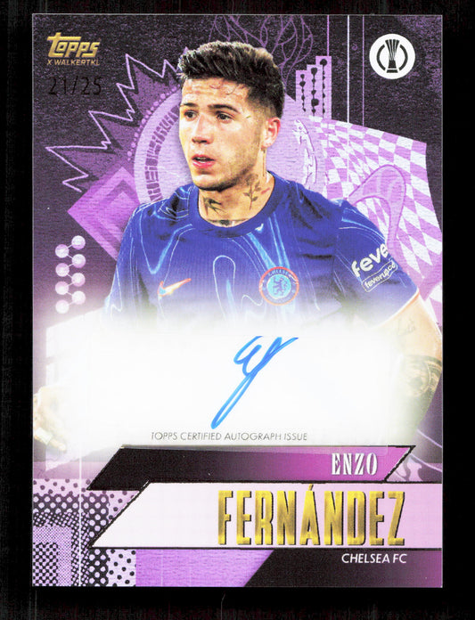 Topps Enzo Fernandez Purple Current Stars Autograph Card /25 Gold UEFA Club Competitons 2025-26