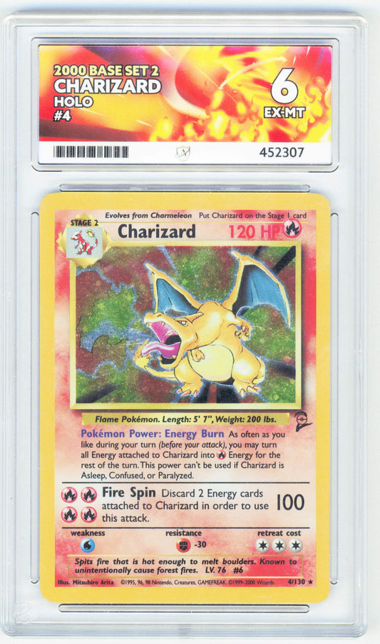 Pokemon Charizard 4/130 Holo 2000 Base Set 2 ACE 6