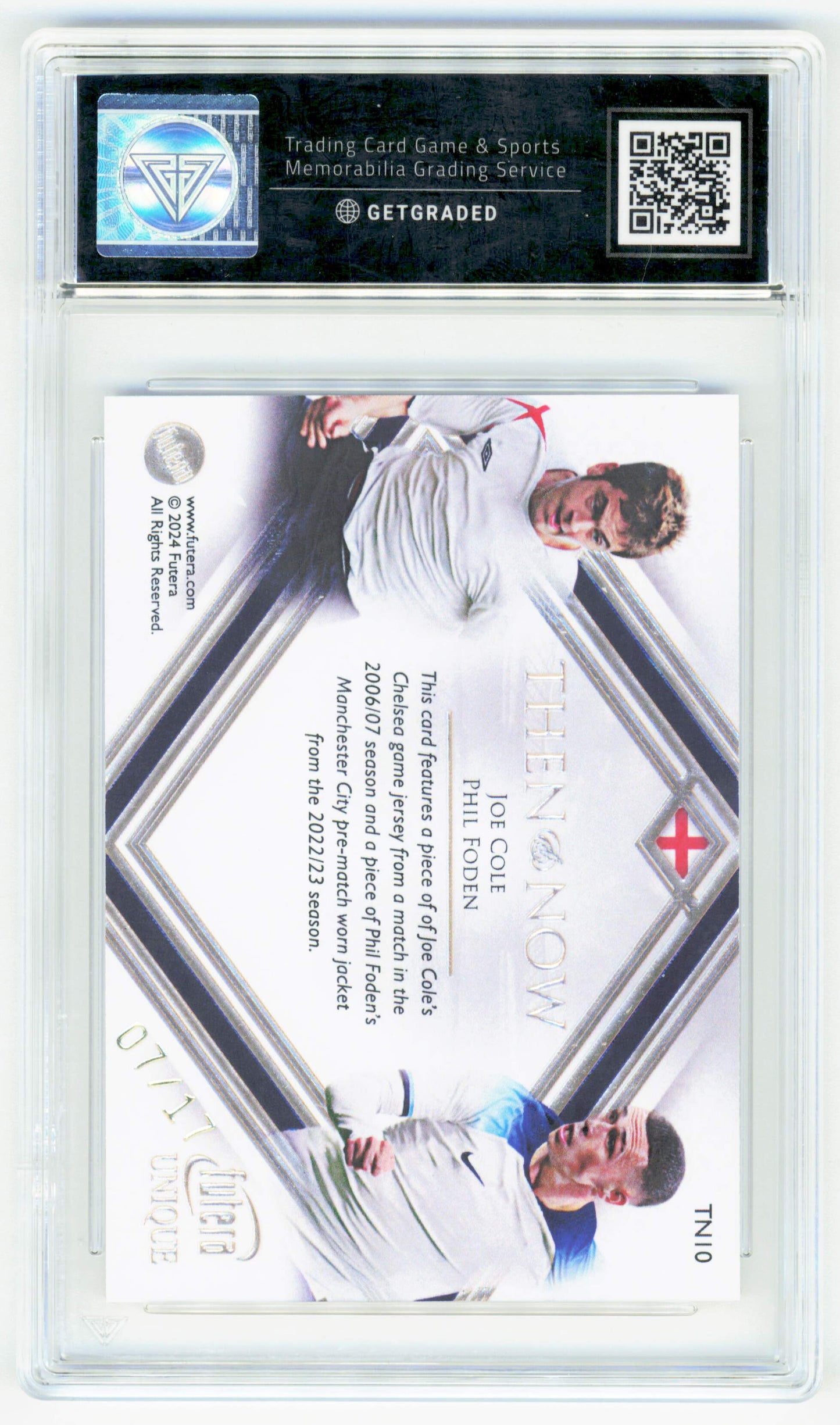 Futera Joe Cole & Phil Foden 07/17 Then And Now Relic TN10 2024 Unique World Football GetGraded 10