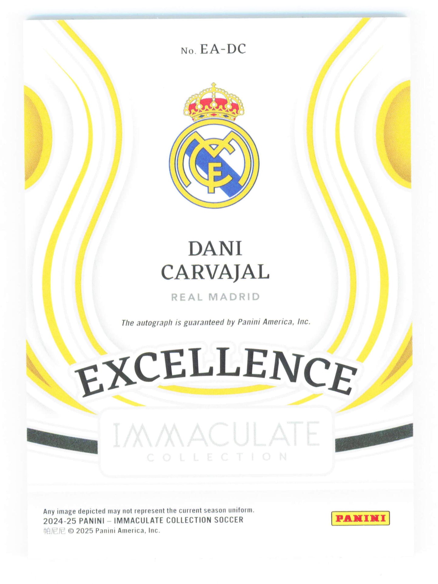 Panini Dani Carvajal Autograph 17/18 Excellence EA-DC Immaculate Collection 2025
