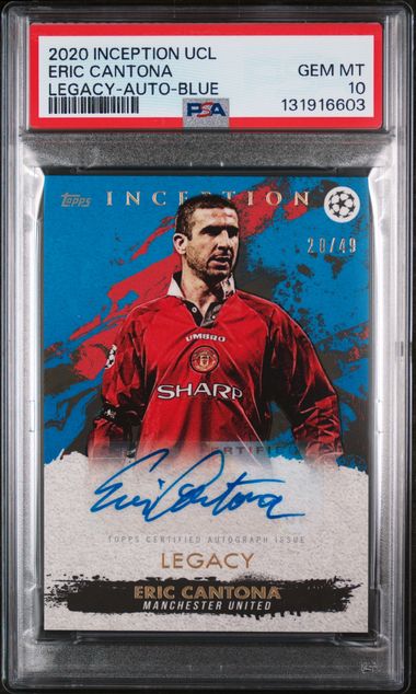Topps Eric Cantona 20/49 Autograph Blue Legacy 202 Inception UCL PSA 10