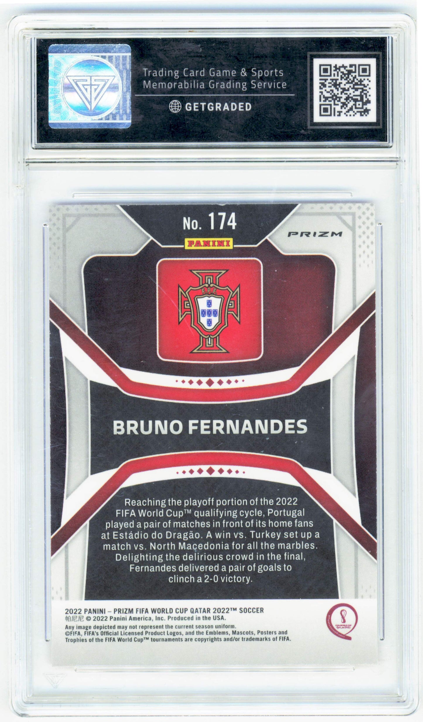 Panini Bruno Fernandes Choice Prizm Red #174 2022 Prizm Fifa World Cup Qatar GetGraded 9.5