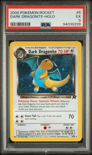 Pokemon Dark Dragonite 5/82 Holo 2000 Pokemon Rocket PSA 5
