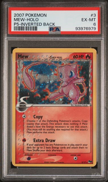 Pokemon Mew 3/17 Holo Delta Species Inverted Back 2007 Pop Series 5 PSA 6