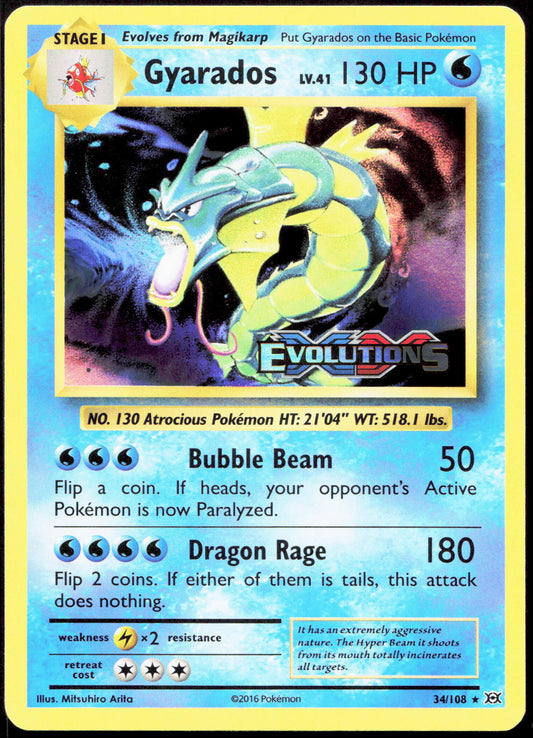 Pokemon Gyarados 34/108 Holo XY Stamp 2016 Evolutions