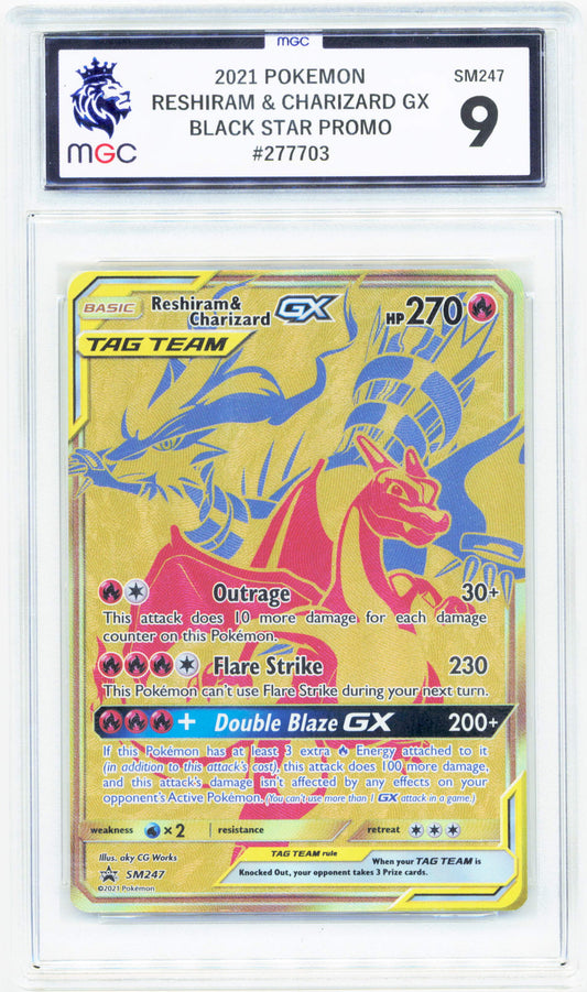 Pokemon Reshiram & Charizard GX SM247 Full Art 2021 Black Star Promo MGC 9