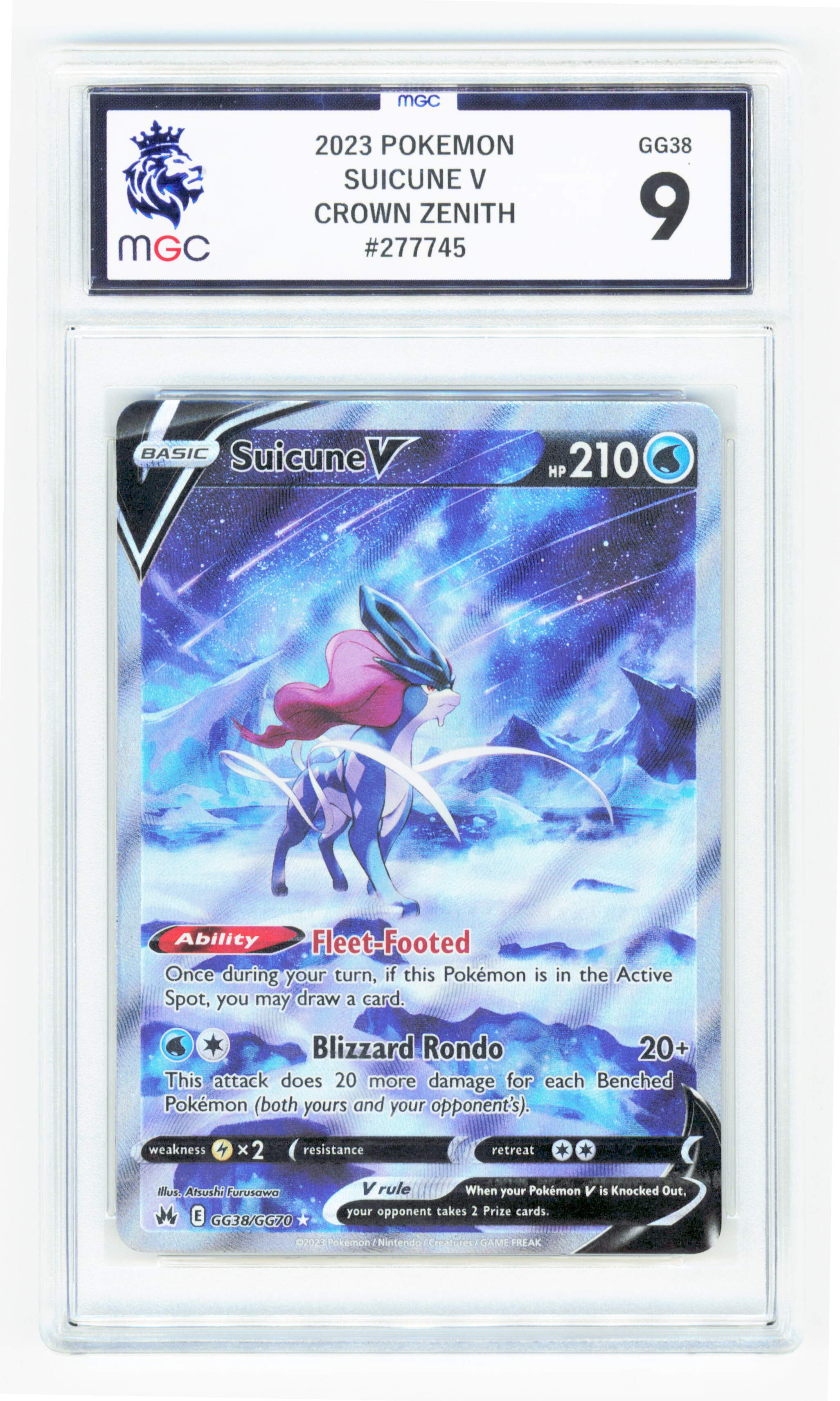 pokemon card suicune v Pokemon Suicune V GG38/GG70 Full Art 2023 Crown Zenith MGC 9