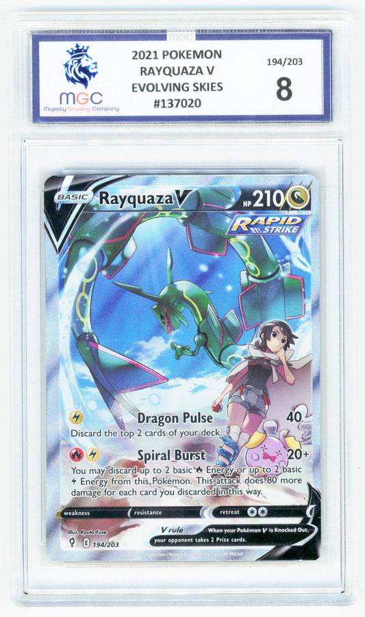 Pokemon Rayquaza V 194/203 Alternate Full Art 2021 Evolving Skies MGC 8