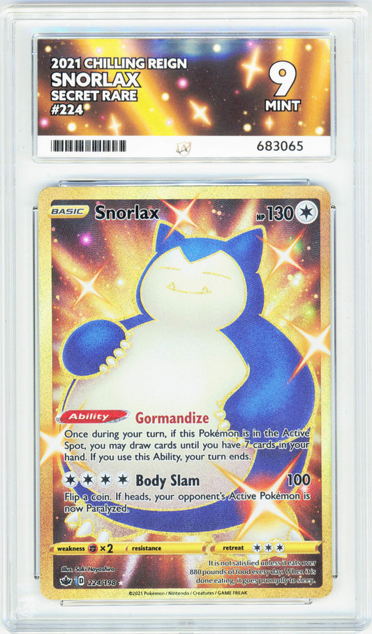 Pokemon Snorlax 224/198 Secret Rare 2021 Chilling Reign ACE 9
