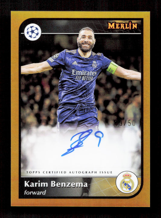 Topps Karim Benzema Autograph 29/50 Gold AU-KB Uefa Club Competitions Merlin Collections 2024/25