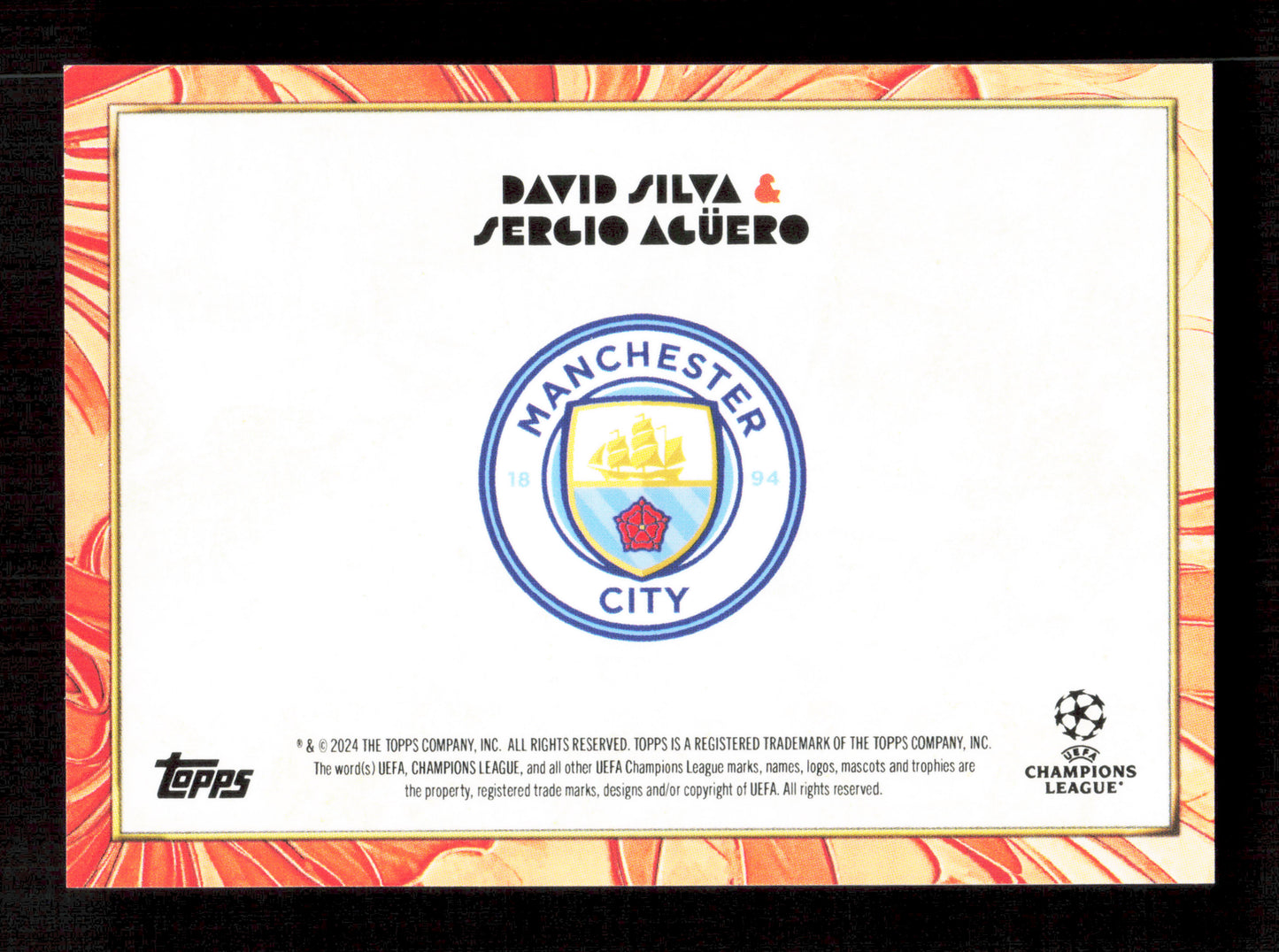 Topps David Silva & Sergio Aguero Red Dual Autograph Card /5 Deco UEFA Champions League 2024-25
