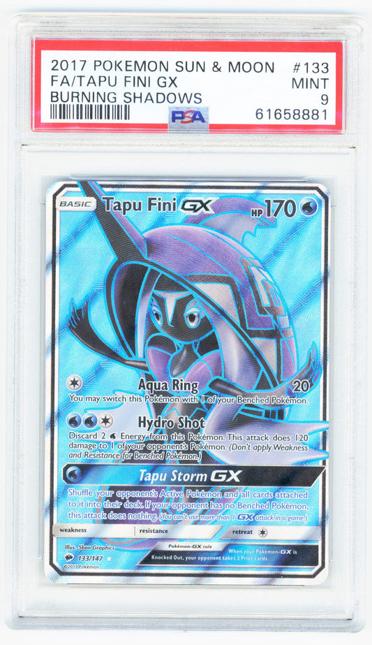 Pokemon Tapu Fini GX 133/147 Full Art 2017 Burning Shadows PSA 9