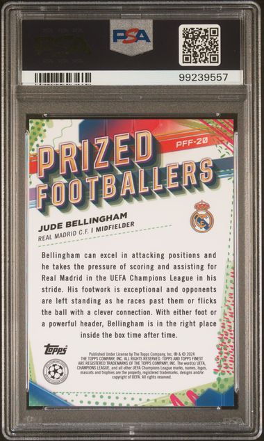Topps Jude Bellingham Prized Footballers Fusion Black/Red PFF20 2023-24 Finest UCC PSA 10