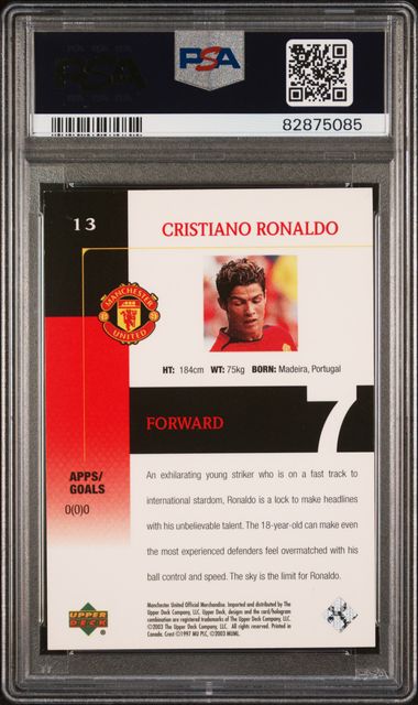 Upper Deck Cristiano Ronaldo #13 2003 Manchester United PSA 7