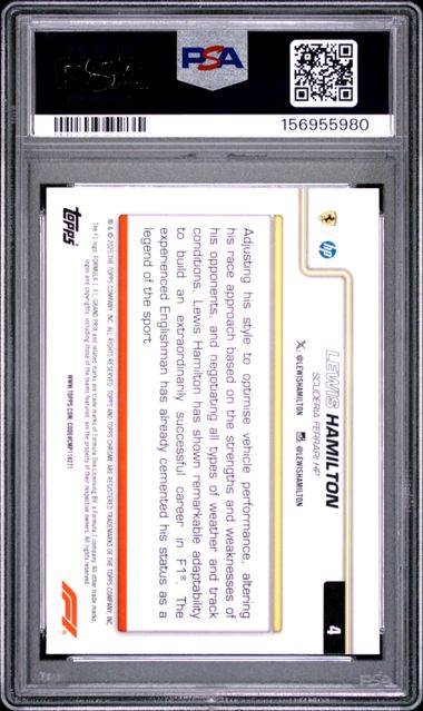 Topps Lewis Hamilton Sapphire #4 2025 Chrome Formula 1 Sapphire PSA 9