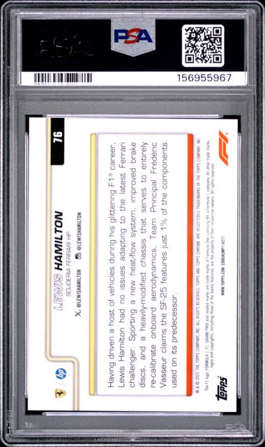 Topps Lewis Hamilton 08/25 Sapphire Orange #76 2025 Chrome Formula 1 Sapphire PSA 10