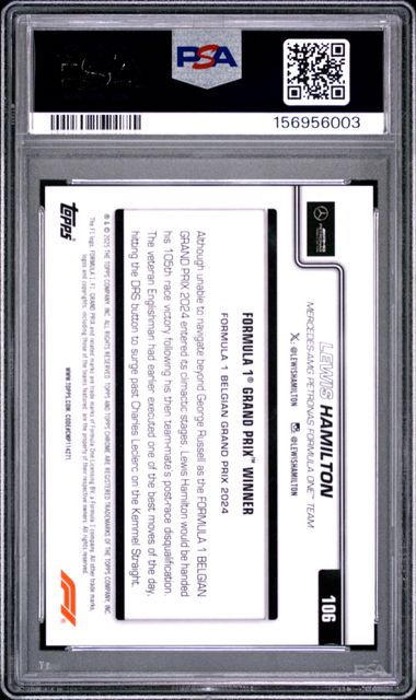 Topps Lewis Hamilton 20/25 Logofractor Orange # 1062025 Chrome Formula 1 Logofractor PSA 10