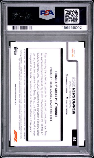 Topps Max Verstappen 21/50 Logofractor Gold #94 2025 Chrome Formula 1 Logofractor PSA 9