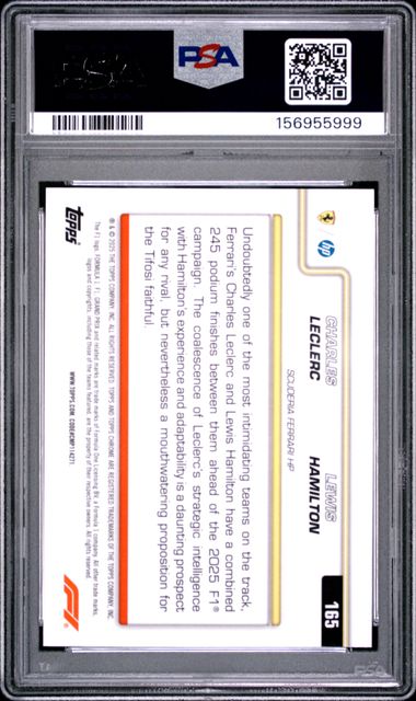 Topps Leclerc/Hamilton Duo 30/75 Logofractor Yellow #165 2025 Chrome Formula 1 Logofractor PSA 9