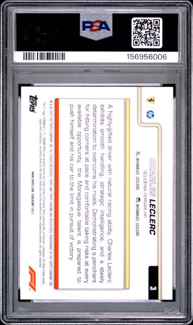Topps Charles Leclerc 71/75 Logofractor Yellow #3 2025 Chrome Formula 1 Logofractor PSA 10