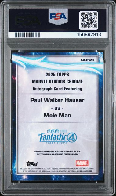 Topps Mole Man/Paul Walter Hauser Chrome Autograph #AA-PWH 2025 Chrome Marvel Studios PSA 9