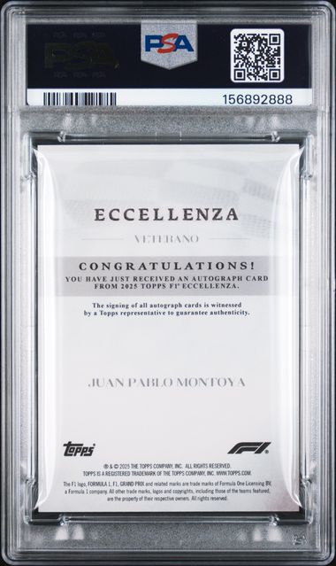 Topps Juan Pablo Montoya 83/99 Veterano Autograph Blue 2025 Eccelenza Formula 1 PSA 10