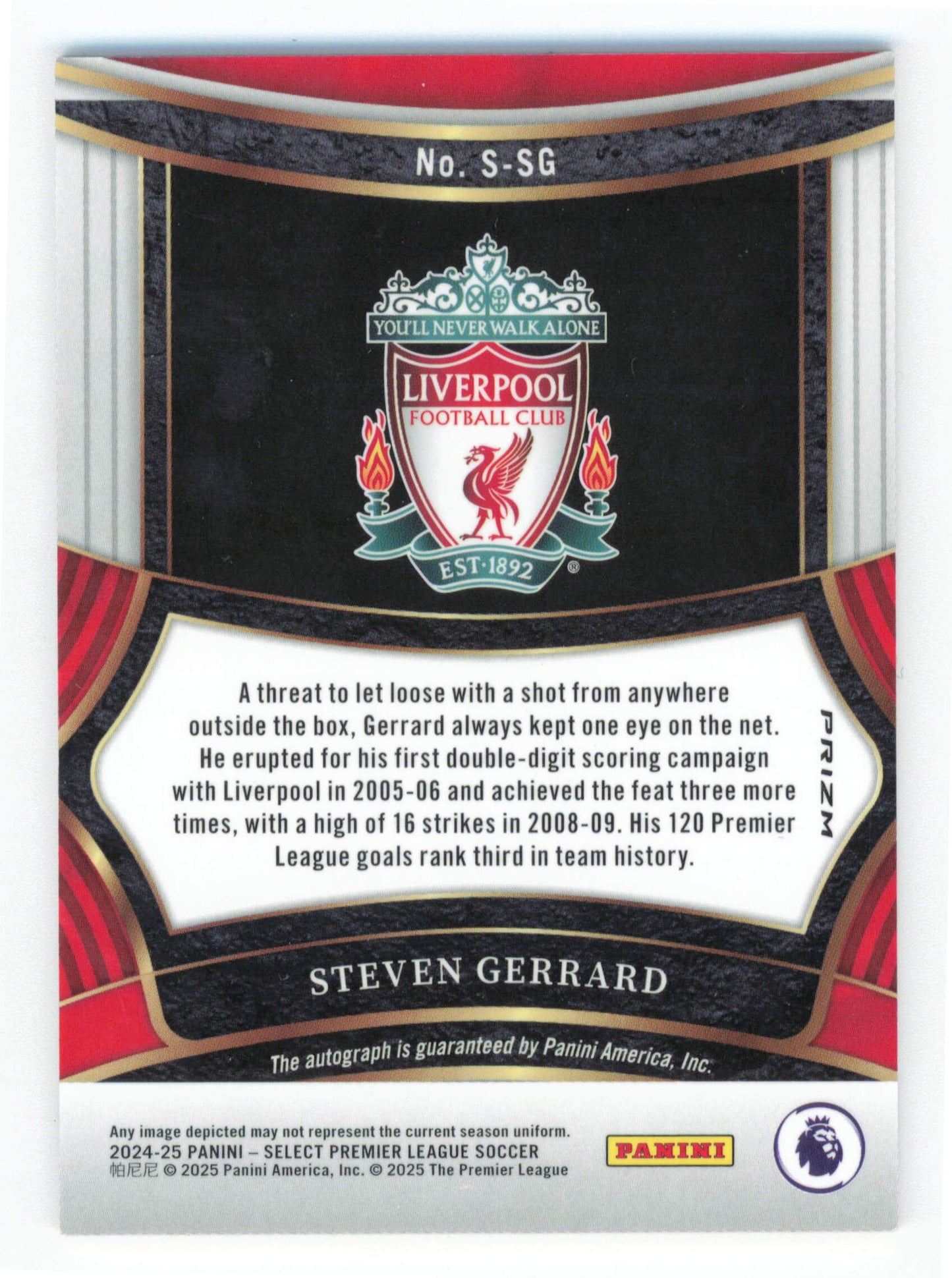 Panini Steven Gerrard Premier League Signatures Red S-SG Select Premier League Soccer 2024/25