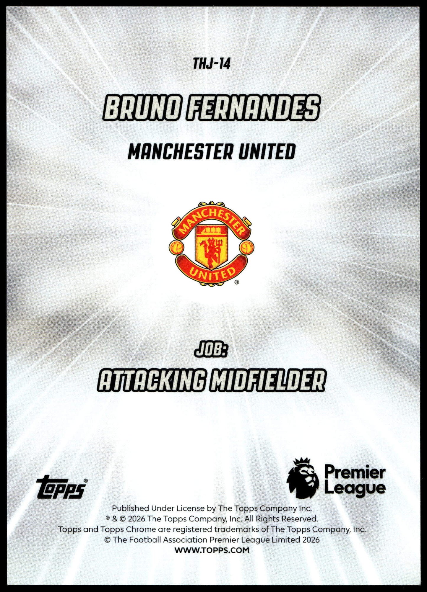 Topps Bruno Fernandes 8/10 That's His Job Black Logofractor THJ-14 Chrome Premier League 2025/26