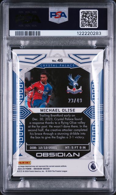 Panini Michael Olise 23/49 Electric Etch Red Pulsar #46 2023-24 Obsidian PSA 10